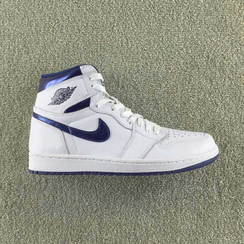 Classic Air Jordan 1 High Navy Blue White - Click Image to Close